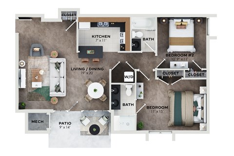 2 bed 2 bath B at Shenandoah Station Apartments, Virginia 22172